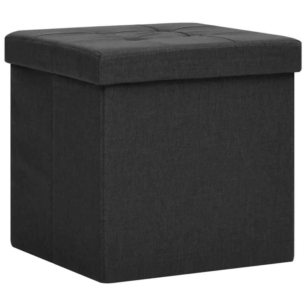 vidaXL soliņš ar kasti, salokāms, melns, mākslīgais lins cena un informācija | Virtuves un ēdamistabas krēsli | 220.lv
