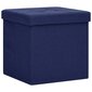 vidaXL soliņi ar kasti, 2 gab., salokāmi, zili, mākslīgais lins cena un informācija | Virtuves un ēdamistabas krēsli | 220.lv
