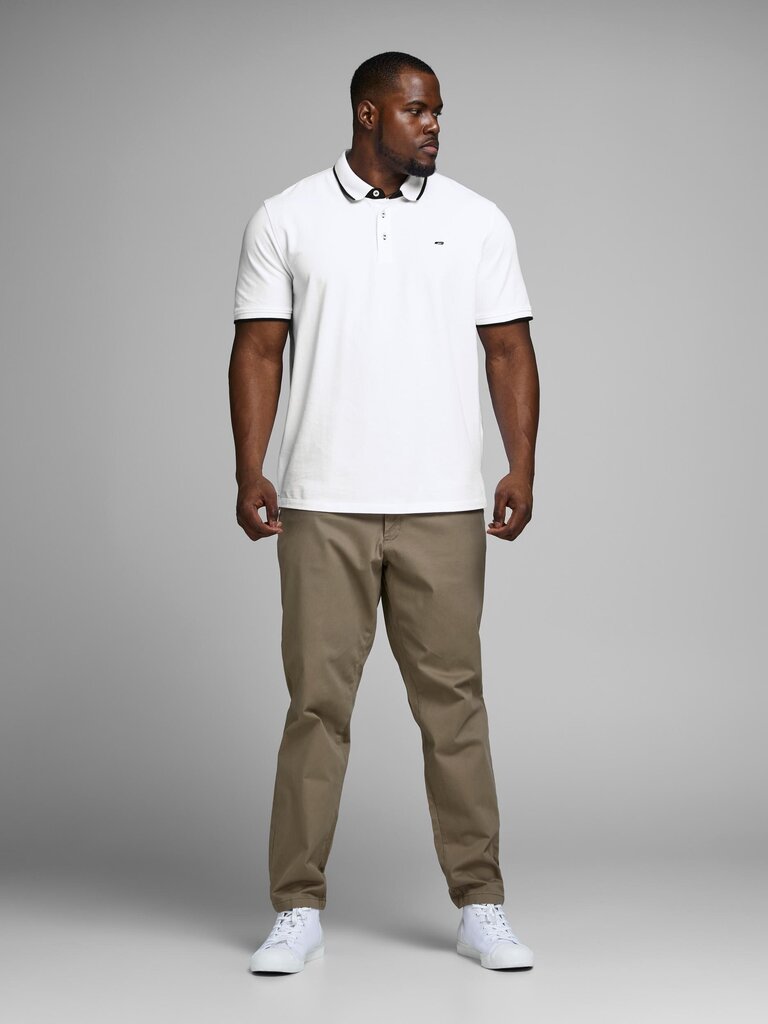 JACK & JONES vīriešu polo krekls 12143859*02, balts 5715102757299 cena un informācija | Vīriešu T-krekli | 220.lv