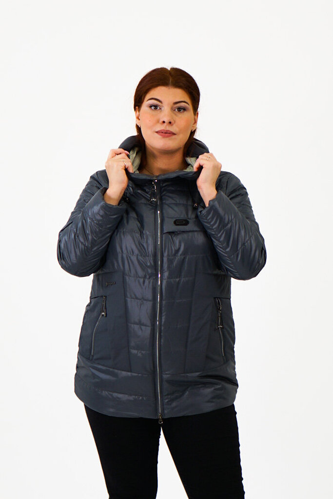 Kombinēta siltināta jaka ar modes furnitūru (pelēcīgi zaļa) cena un informācija | Sieviešu virsjakas | 220.lv