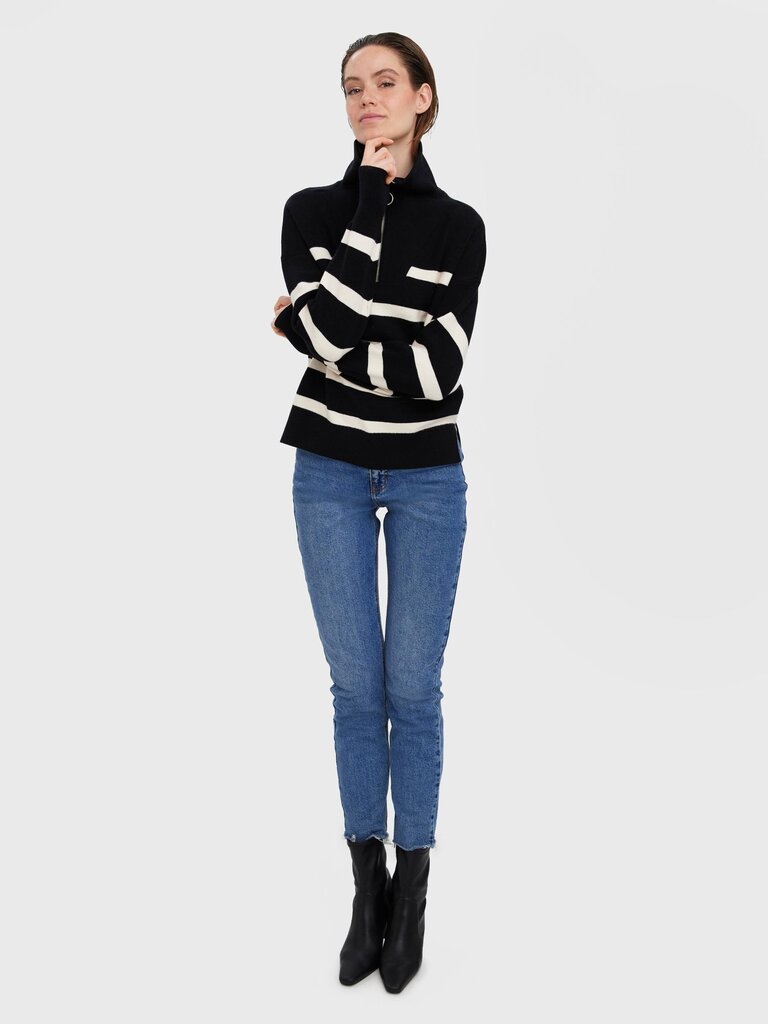Vero Moda sieviešu pulovers 10269246*01, melns/balts 5715310509994 цена и информация | Sieviešu džemperi | 220.lv