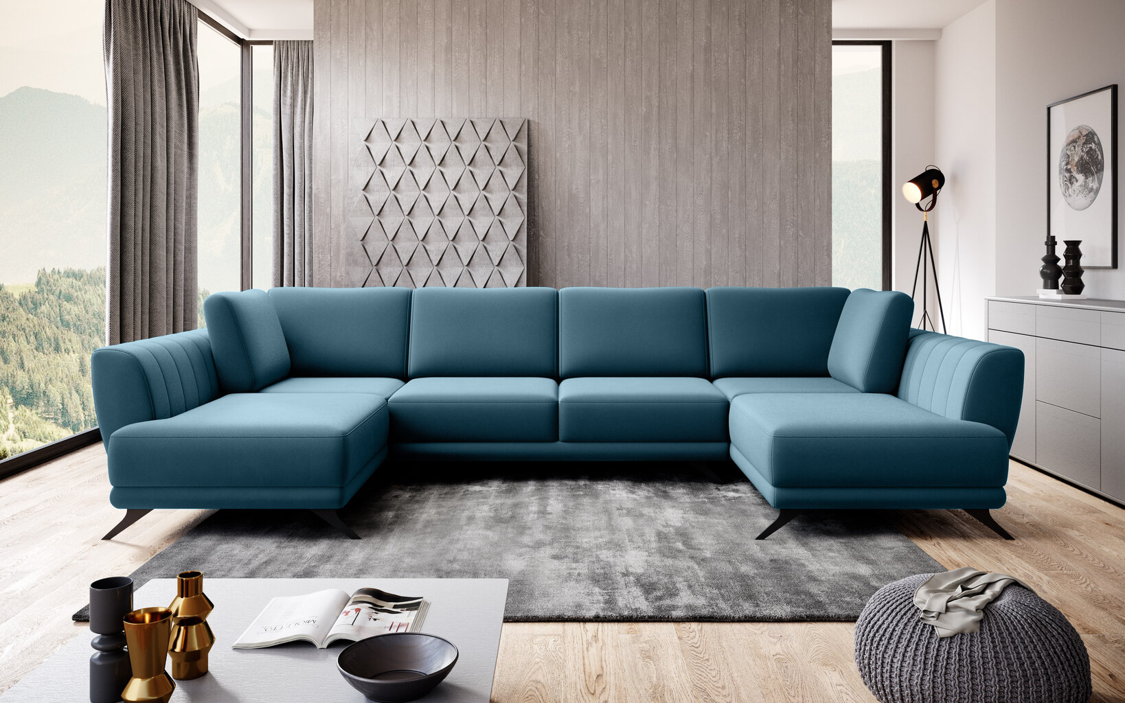 Universāls stūra dīvāns NORE Larco, zils цена и информация | Stūra dīvāni | 220.lv