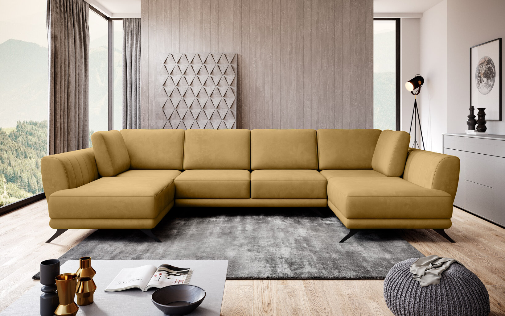 Universāls stūra dīvāns NORE Larco, dzeltens cena un informācija | Stūra dīvāni | 220.lv