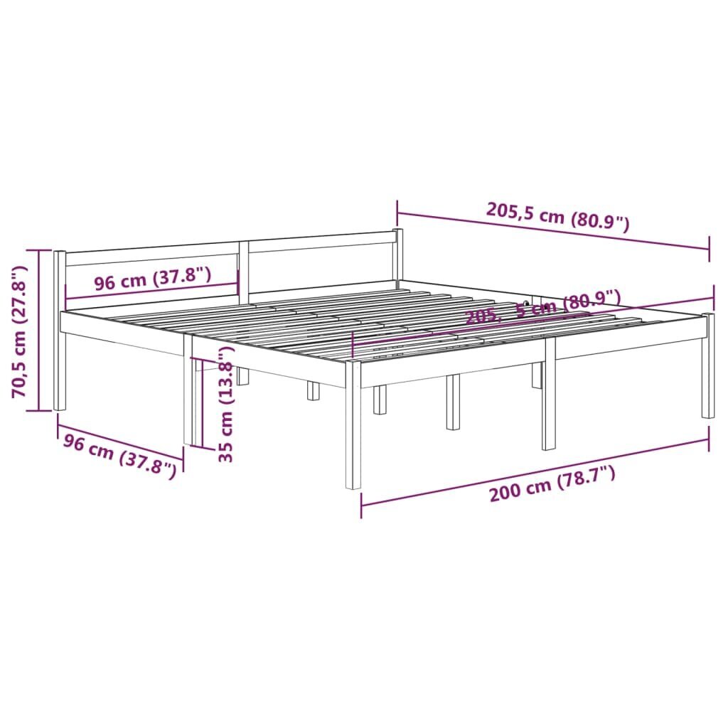 vidaXL gultas rāmis, medus brūns, priedes masīvkoks, 200x200 cm цена и информация | Gultas | 220.lv