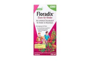 Uztura bagātinātājs bērniem - dzelzs ar aveņu garšu, Floradix, 250 ml cena un informācija | Vitamīni, preparāti, uztura bagātinātāji imunitātei | 220.lv