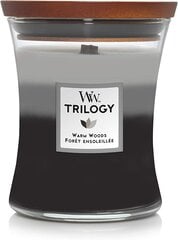 WoodWick aromātiska svece Trilogy Fireside, Redwood, Sandalwood Clove, 275 g cena un informācija | Sveces un svečturi | 220.lv