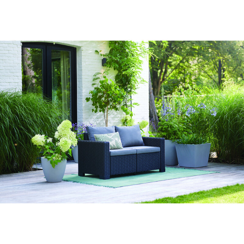 Dārza dīvāns divvietīgs California Sofa pelēks cena un informācija | Dārza mēbeļu komplekti | 220.lv