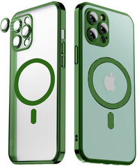 Matte transparent soft case camera protection (electroplated) Apple iPhone 13 Pro ( support Magsafe), green цена и информация | Чехлы для телефонов | 220.lv