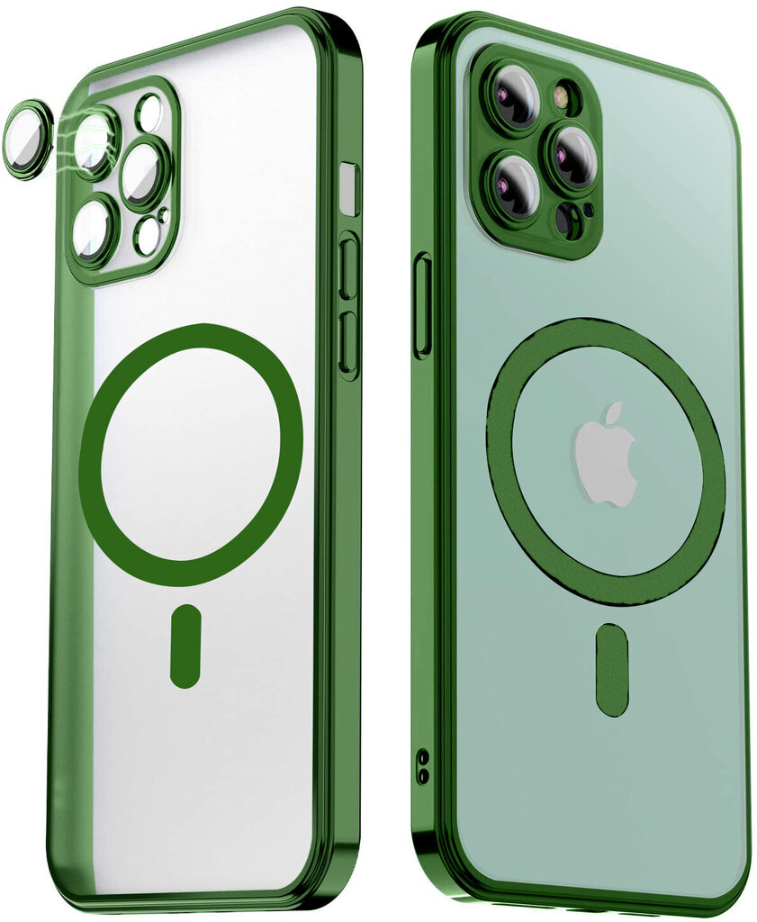 Matte transparent soft case camera protection (electroplated) Apple iPhone 13 ( support Magsafe) green - zaļš цена и информация | Telefonu vāciņi, maciņi | 220.lv