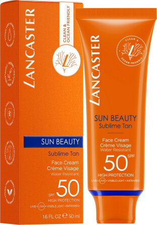 Saules aizsargkrēms sejai Lancaster Sun Beauty SPF50, 50ml cena un informācija | Sauļošanās krēmi | 220.lv