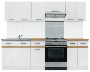 Virtuves skapīšu komplekts Junona Line 240, balts/brūns cena un informācija | Virtuves komplekti | 220.lv
