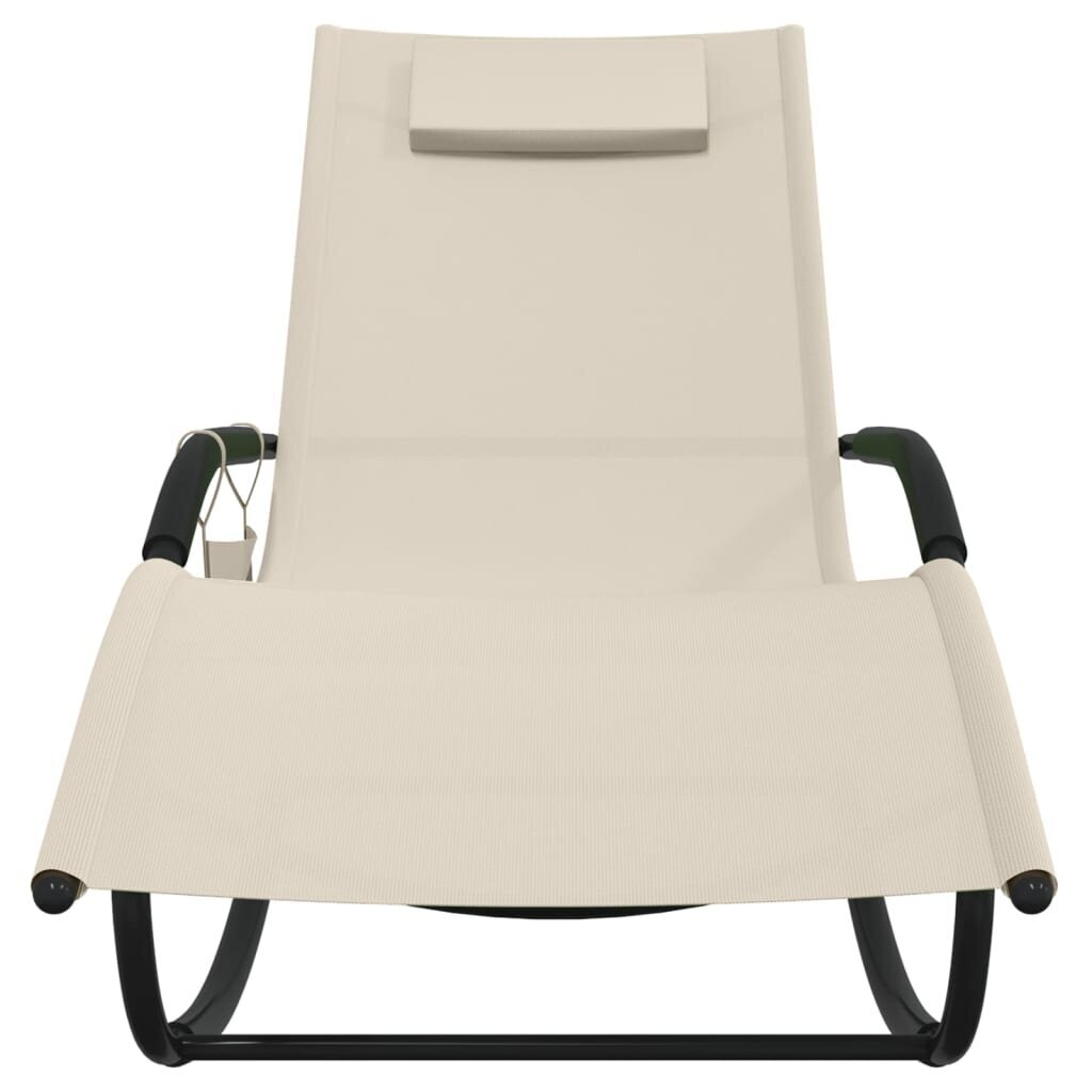 VidaXL sauļošanās šūpuļkrēsls, tērauds, krēmkrāsas tekstilēns cena un informācija | Sauļošanās krēsli | 220.lv