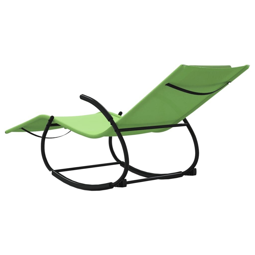 VidaXL sauļošanās šūpuļkrēsli, 2 gab., tērauds, zaļš tekstilēns цена и информация | Sauļošanās krēsli | 220.lv
