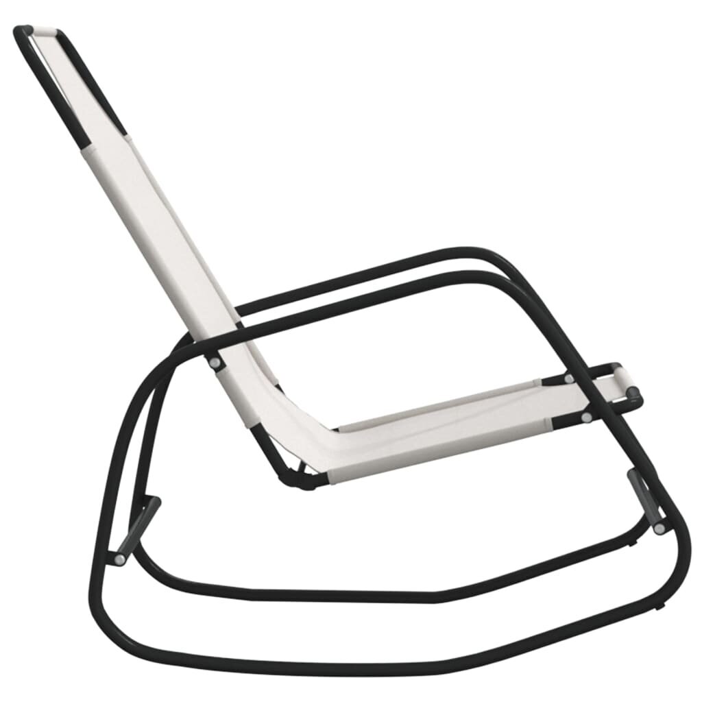 VidaXL sauļošanās šūpuļkrēsli, 2 gab., tērauds, krēmkrāsas tekstilēns cena un informācija | Dārza krēsli | 220.lv