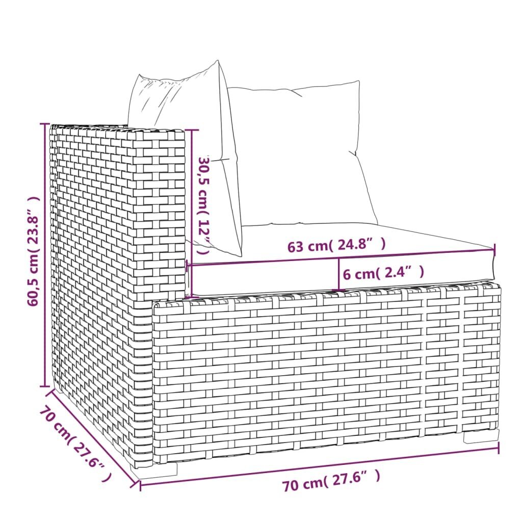 VidaXL 4-daļīgs dārza atpūtas mēbeļu komplekts ar matračiem, melns, PE цена и информация | Dārza krēsli | 220.lv