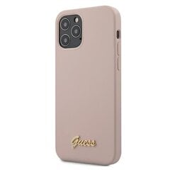 Силиконовый прочный задний чехол-крышка для Apple iPhone 12 Pro Max Guess GUHCP12LLSLMGLP Script Logo Розовый цена и информация | Чехлы для телефонов | 220.lv