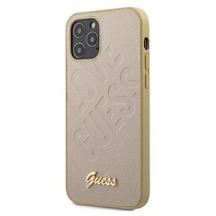 Guess GUHCP12SPUILGLG Iridescent Love Script Logo Ciets aizmugures maks-apvalks priekš Apple iPhone 12 mini Zeltains cena un informācija | Telefonu vāciņi, maciņi | 220.lv