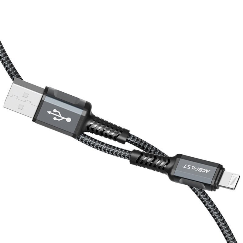 Acefast MFI USB kabelis - Lightning 1.2m, 2.4A gray (C1-02 deep space gray) cena un informācija | Savienotājkabeļi | 220.lv