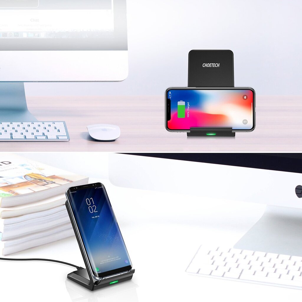 Choetech T524-S wireless fast charger stand, black + T511-S wireless charger black cena un informācija | Lādētāji un adapteri | 220.lv