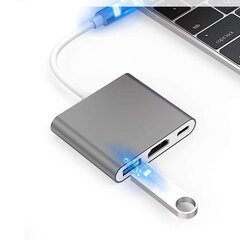 USB Type-C adapteris, sadalītājs (USB 3.0, HDMI, Type-C) cena un informācija | Adapteri un USB centrmezgli | 220.lv