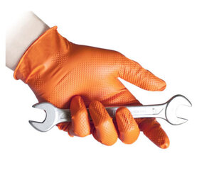 Перчатки Power Grip нитриловые оранжевые 50 шт/упаковка цена и информация | Рабочие перчатки | 220.lv