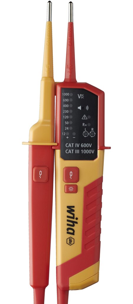 Sprieguma un nepārtrauktības testeris 12 - 1000 V AC Wiha CAT IV cena un informācija | Rokas instrumenti | 220.lv