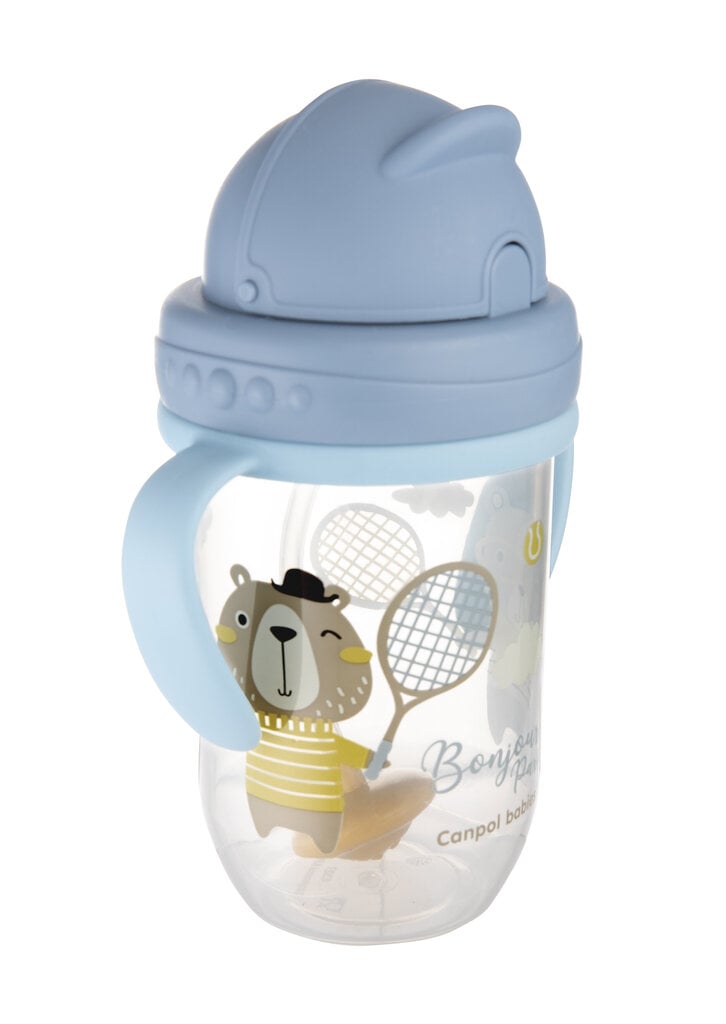 Neizlejama dzeramā pudele ar salmiņu Canpol Babies BONJOUR PARIS, 6 mēn.+, 270 ml, zila, 56/607_blu цена и информация | Bērnu pudelītes un to aksesuāri | 220.lv