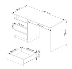 Письменный стол NORE CLP, серый цвет цена и информация | Компьютерные, письменные столы | 220.lv