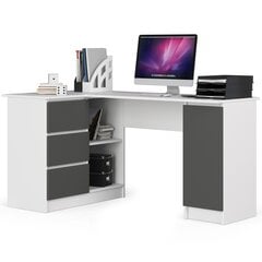 Письменный стол NORE B20, левый, белый/серый цвет цена и информация | Компьютерные, письменные столы | 220.lv