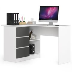 Письменный стол NORE B16, левый, белый/серый цвет цена и информация | Компьютерные, письменные столы | 220.lv