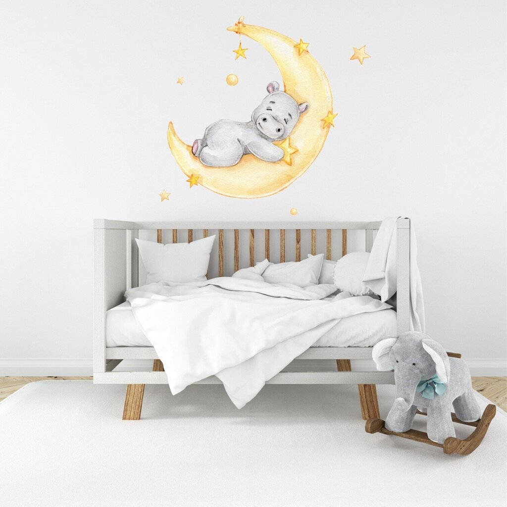 Bērnu sienas uzlīme Sleeping Hippo Cub L 95x100 cm cena un informācija | Dekoratīvās uzlīmes | 220.lv
