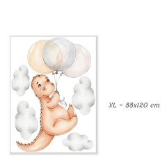 Детская наклейка на стену Dinosaur Cub With Balloons XL 88x120см цена и информация | Декоративные наклейки | 220.lv