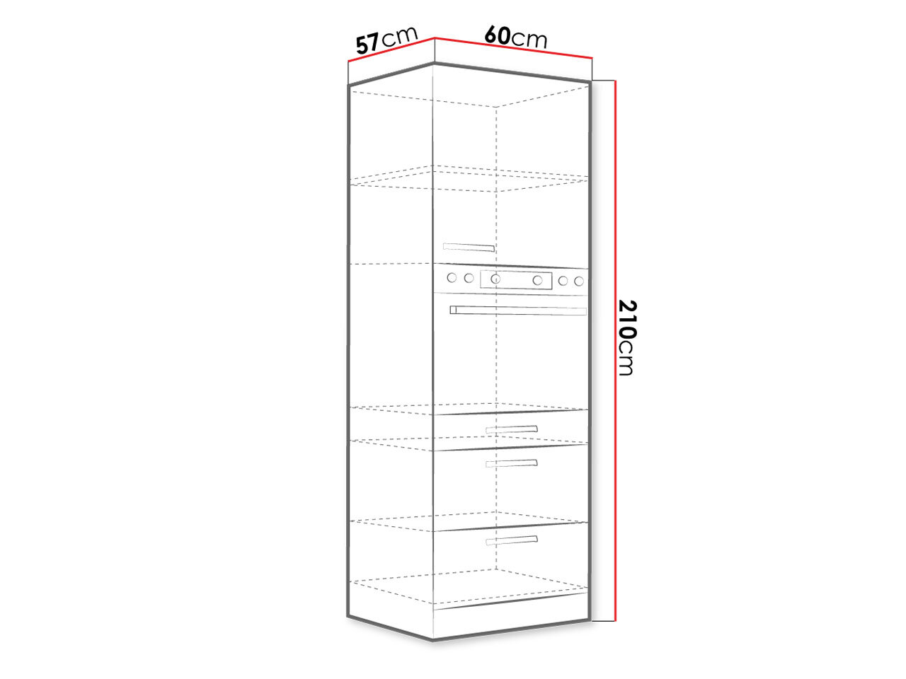 Virtuves skapis Multiline 60 DPS-210 3S 1F цена и информация | Virtuves skapīši | 220.lv