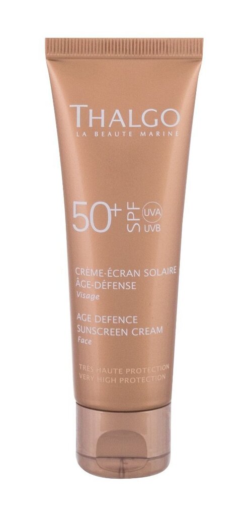 Saules aizsardzības krēms Thalgo Age Defence Sun Cream SPF50+, 50 ml cena un informācija | Sauļošanās krēmi | 220.lv