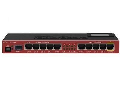 Mikrotik RB2011UIAS-IN network switch Gigabit Ethernet (10/100/1000) Power over Ethernet (PoE) Red цена и информация | Rūteri (maršrutētāji) | 220.lv