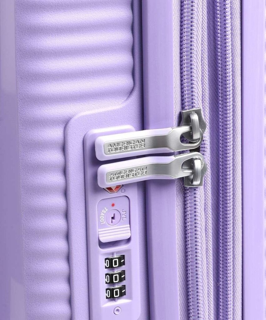 American Tourister vidējā lieluma ceļojumu koferis Soundbox Spinner Lavender 67 cm, cena un informācija | Koferi, ceļojumu somas | 220.lv