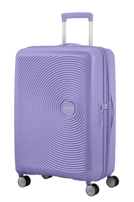 American Tourister vidējā lieluma ceļojumu koferis Soundbox Spinner Lavender 67 cm, cena un informācija | Koferi, ceļojumu somas | 220.lv
