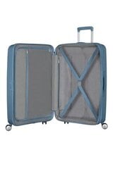 American Tourister vidējā lieluma ceļojumu koferis Soundbox Spinner Stone Blue 67 cm, цена и информация | Чемоданы, дорожные сумки | 220.lv