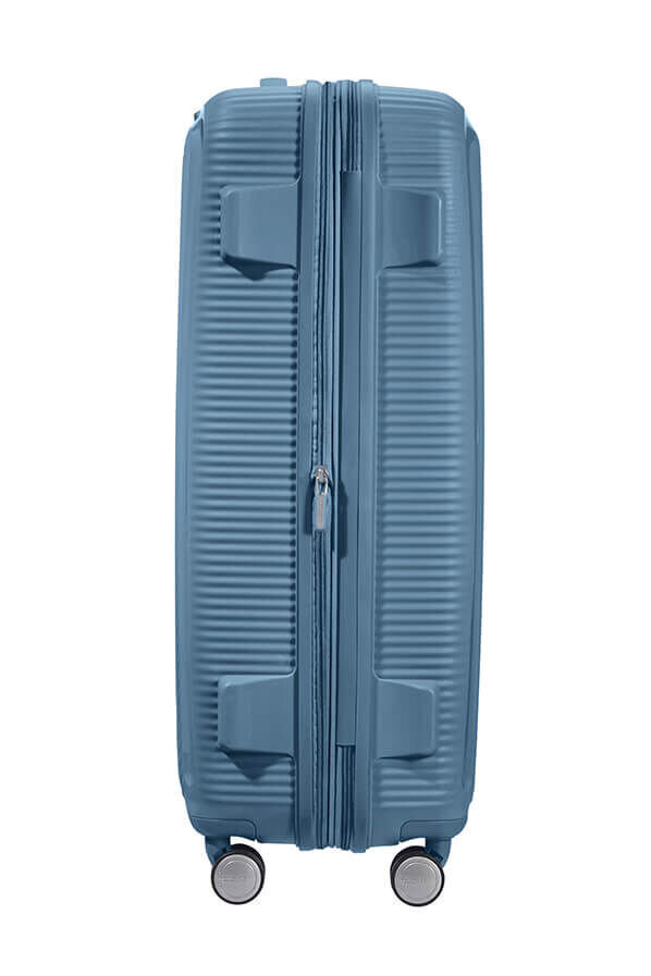 American Tourister vidējā lieluma ceļojumu koferis Soundbox Spinner Stone Blue 67 cm, cena un informācija | Koferi, ceļojumu somas | 220.lv