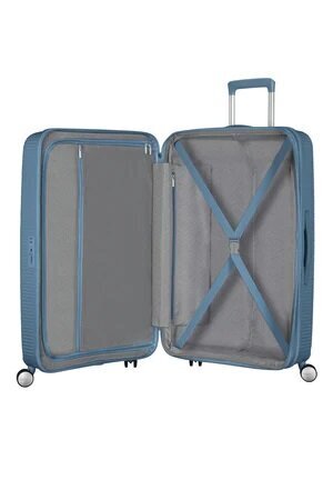 American Tourister lielais ceļojumu koferis Soundbox Stone Blue Spinner 77 cm cena un informācija | Koferi, ceļojumu somas | 220.lv