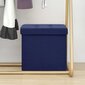 vidaXL soliņš ar kasti, salokāms, zils, mākslīgais lins cena un informācija | Virtuves un ēdamistabas krēsli | 220.lv