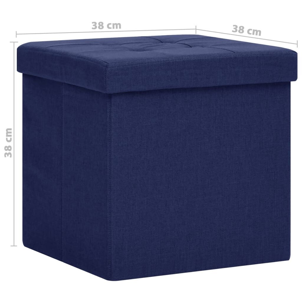 vidaXL soliņš ar kasti, salokāms, zils, mākslīgais lins цена и информация | Virtuves un ēdamistabas krēsli | 220.lv