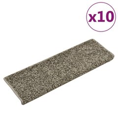 vidaXL kāpņu paklāji, 10 gab., 65x25 cm, pelēki cena un informācija | Paklāji | 220.lv