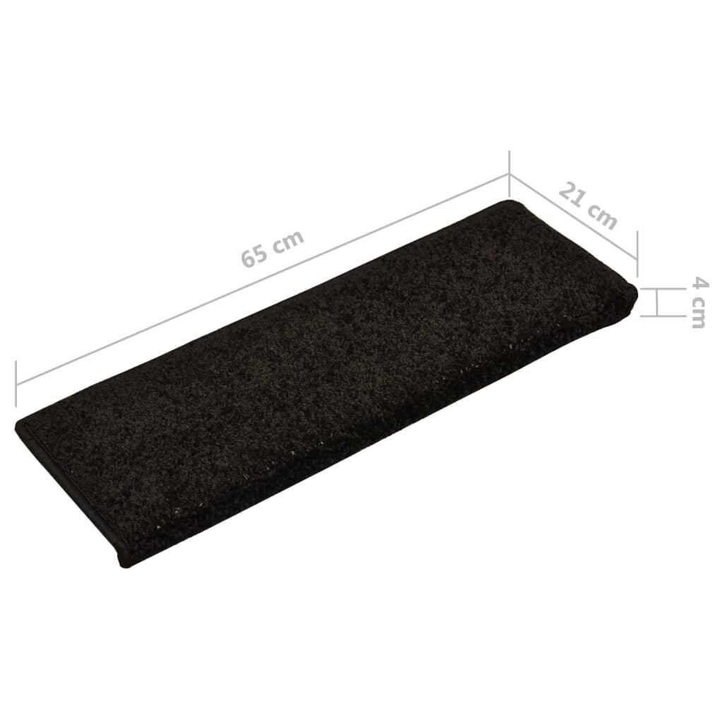 vidaXL kāpņu paklāji, 10 gab., 65x25 cm, melni cena un informācija | Paklāji | 220.lv