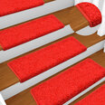 vidaXL kāpņu paklāji, 10 gab., 65x25 cm, sarkani