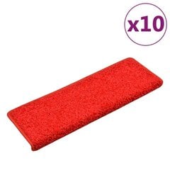 vidaXL kāpņu paklāji, 10 gab., 65x25 cm, sarkani cena un informācija | Paklāji | 220.lv