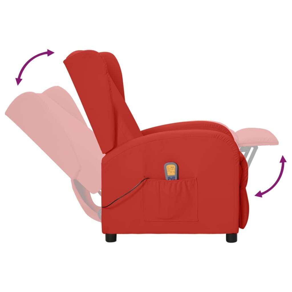 vidaXL masāžas krēsls, atgāžams, vīnsarkana mākslīgā āda cena un informācija | Atpūtas krēsli | 220.lv
