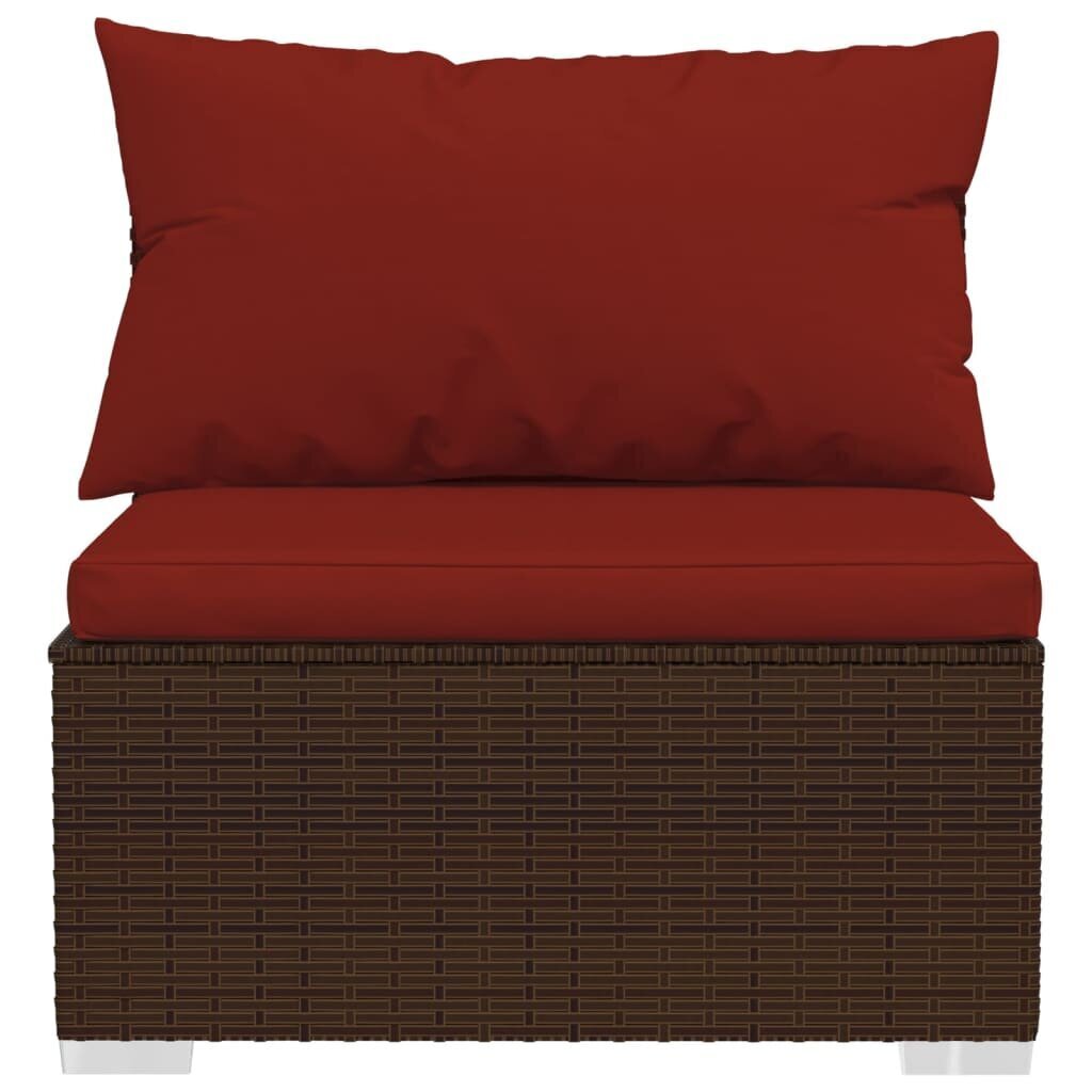 vidaXL četrvietīgs dīvāns ar matračiem, brūna PE rotangpalma cena un informācija | Dārza krēsli | 220.lv