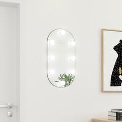 vidaXL spogulis ar LED gaismām, 60x30 cm, stikls, ovāls cena un informācija | Spoguļi | 220.lv