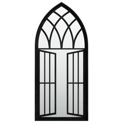 vidaXL dārza spogulis, melns, 100x45 cm, dzelzs, izmantošanai ārā цена и информация | Зеркала | 220.lv